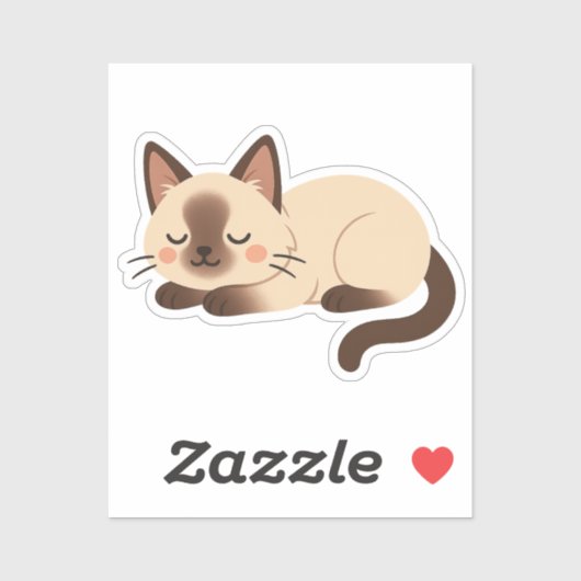 Siamese Cat – Sleeping Brown and Cream Cute Kitty Sticker (Vel)