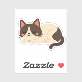 Siamese Cat Sleeping – Cream and Brown Cartoon Sticker