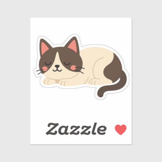 Siamese Cat Sleeping – Cream and Brown Cartoon Sticker (Vel)