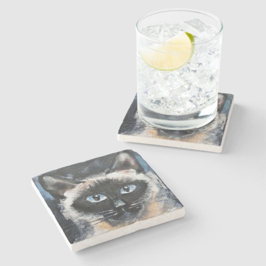 Siamese cat stenen onderzetter (Zijkant)