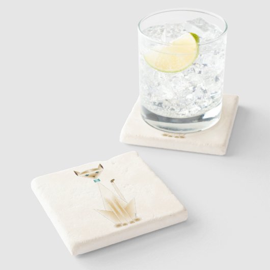 Siamese Cat Stone Onderzetter (Zijkant)