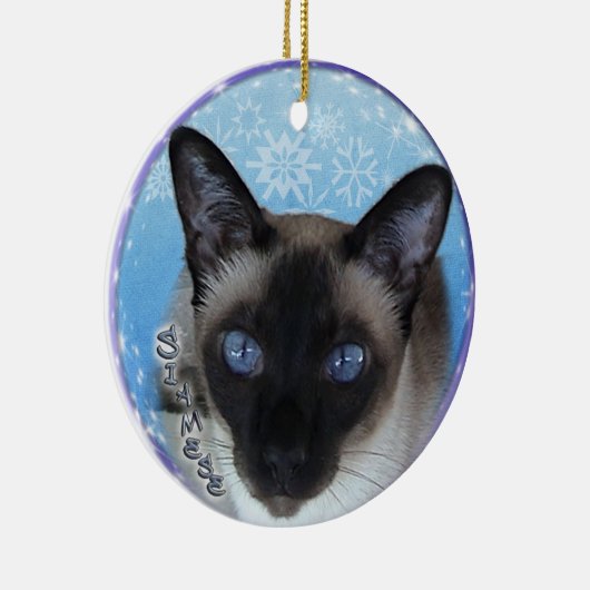 SIAMESE CAT-STRIKING BLUE EYES-kerstversiering Keramisch Ornament (Rechts)