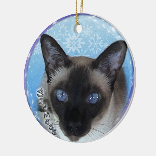 SIAMESE CAT-STRIKING BLUE EYES-kerstversiering Keramisch Ornament (Links)