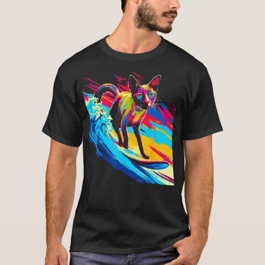 Siamese Cat Surf T-shirt (Voorkant)