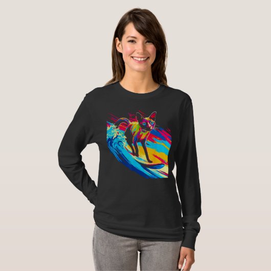 Siamese Cat Surf T-shirt (Voorkant volledig)