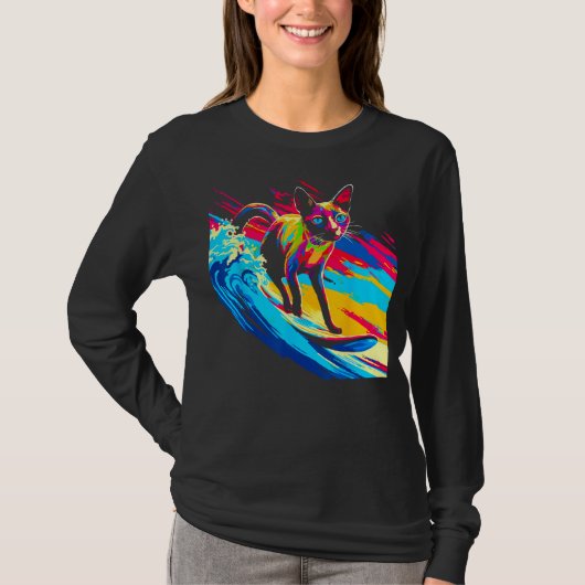Siamese Cat Surf T-shirt (Voorkant)