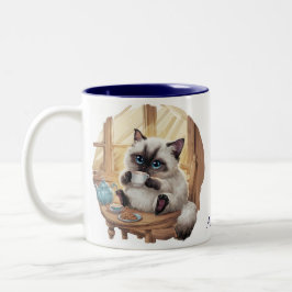 Siamese Cat & Tea Cup Mug Tweekleurige Koffiemok