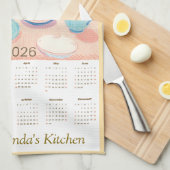 Siamese Cat & Tea Party Kitchen Towel Calendar Theedoek (Quarter Fold)