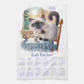 Siamese Cat Tea Time 2026 Calendar Kitchen Towels Theedoek (Verticaal)
