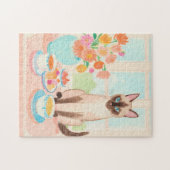 Siamese Cat & Tea Time Jigsaw Puzzle  Legpuzzel (Horizontaal)