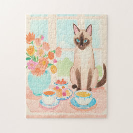 Siamese Cat & Tea Time Jigsaw Puzzle  Legpuzzel