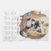 Siamese Cat & Tea Time Kitchen Towel Calendar  Theedoek (Horizontaal)
