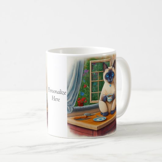 Siamese Cat Tea Time Mug Koffiemok (Voorkant rechts)