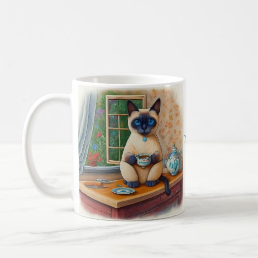 Siamese Cat Tea Time Mug Koffiemok (Links)