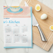 Siamese Cat, Teacups & Tea Towel Calendar Too Theedoek (Quarter Fold)