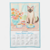Siamese Cat, Teacups & Tea Towel Calendar Too Theedoek (Verticaal)