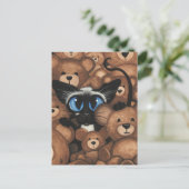 Siamese Cat Teddy Bear Hug van BiHrLe Briefkaart (Staand voorkant)