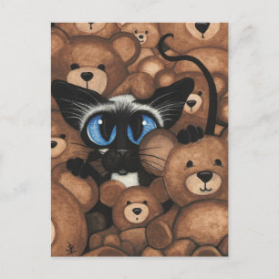Siamese Cat Teddy Bear Hug van BiHrLe Briefkaart