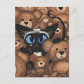 Siamese Cat Teddy Bear Hug van BiHrLe Briefkaart (Voorkant)