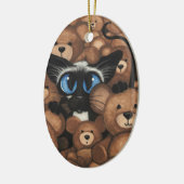 Siamese Cat Teddy Bear Hug van BiHrLe Keramisch Ornament (Links)