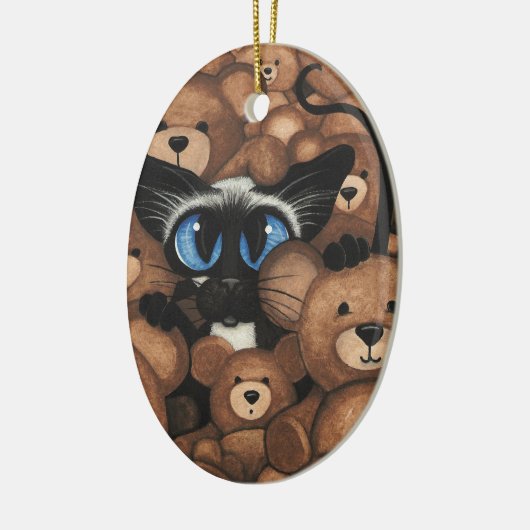 Siamese Cat Teddy Bear Hug van BiHrLe Keramisch Ornament (Links)