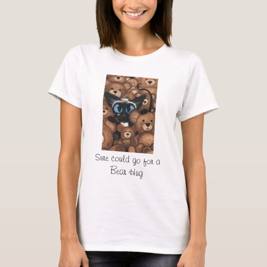 Siamese Cat Teddy Bear Hug van BiHrLe T-shirt (Voorkant)