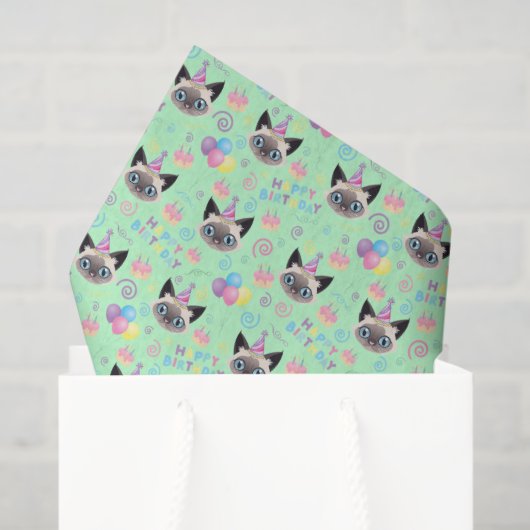 Siamese Cat Tissue Paper in Green Tissuepapier (Cadeauzakje)