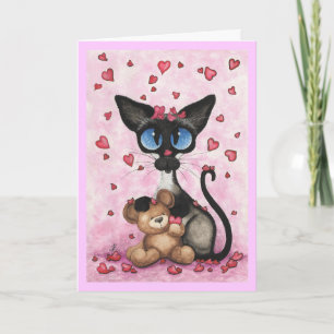 Siamese Cat Valentijnsdag Card Feestdagen Kaart