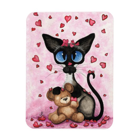 Siamese Cat Valentines Day by Bihrle Magneet (Verticaal)