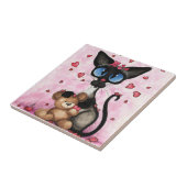 Siamese Cat Valentines Day by Bihrle Tegeltje (Zijkant)