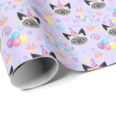 Siamese Cat Wrapping Paper in Purple Cadeaupapier (Rol Hoek)