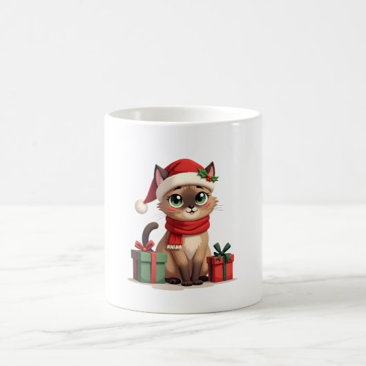 Siamese Cat Xmas Holiday Santa Siamese Cat Christm Koffiemok (Center)