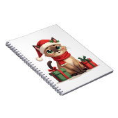 Siamese Cat Xmas Holiday Santa Siamese Cat Christm Notitieboek (Rechterzijde)