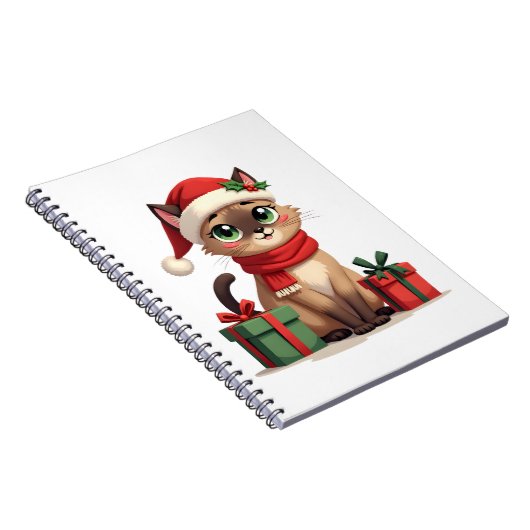 Siamese Cat Xmas Holiday Santa Siamese Cat Christm Notitieboek (Rechterzijde)