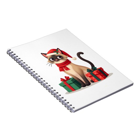 Siamese Cat Xmas Holiday Santa Siamese Cat Christm Notitieboek (Rechterzijde)