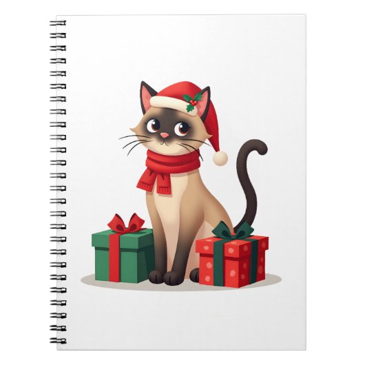 Siamese Cat Xmas Holiday Santa Siamese Cat Christm Notitieboek (Voorkant)