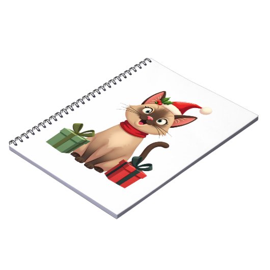 Siamese Cat Xmas Holiday Santa Siamese Cat Christm Notitieboek (Linkerzijde)