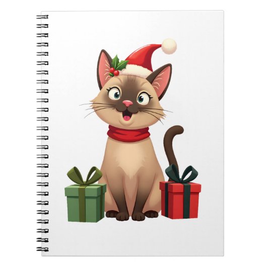 Siamese Cat Xmas Holiday Santa Siamese Cat Christm Notitieboek (Voorkant)
