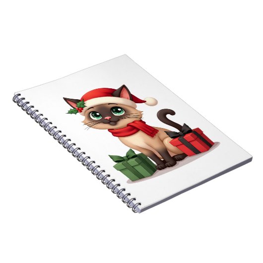 Siamese Cat Xmas Holiday Santa Siamese Cat Christm Notitieboek (Rechterzijde)