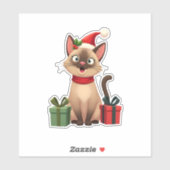Siamese Cat Xmas Holiday Santa Siamese Cat Christm Sticker (Vel)