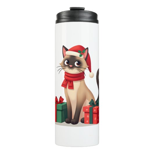 Siamese Cat Xmas Holiday Santa Siamese Cat Christm Thermosbeker (Voorkant)