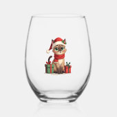 Siamese Cat Xmas Holiday Santa Siamese Cat Christm Wijnglas Zonder Voet (Voorkant)