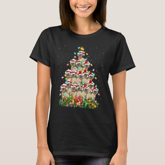Siamese Cat   Xmas Santa Siamese Cat Christmas Tre T-shirt (Voorkant)