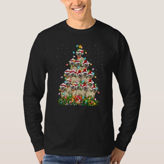 Siamese Cat  Xmas Santa Siamese Cat Christmas Tree T-shirt (Voorkant)