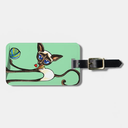 Siamese Cat Yarn Thief Bagagelabel (Voorkant horizontaal)