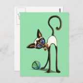Siamese Cat Yarn Thief Briefkaart (Voorkant / Achterkant)