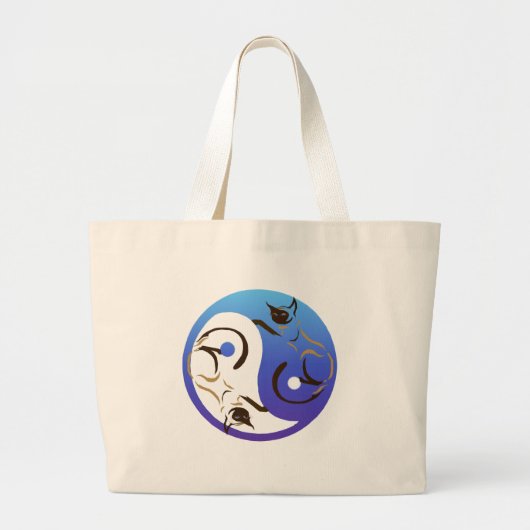 Siamese Cat Yin en Yang Bag Grote Tote Bag (Voorkant)