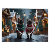 Siamese Cats Christmas Snow Holiday Groot Cadeauzakje (Achterkant)