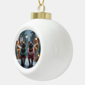 Siamese Cats Christmas Snow Holiday Keramische Bal Ornament (Rechts)
