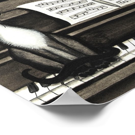 Siamese Cats Piano Music Poster (Hoek)